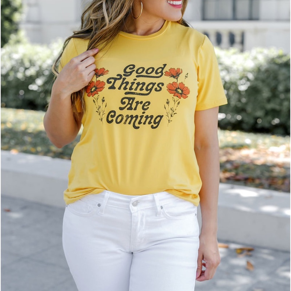 Super cute graphic tee shirt that brings the positive vibes to your closet.